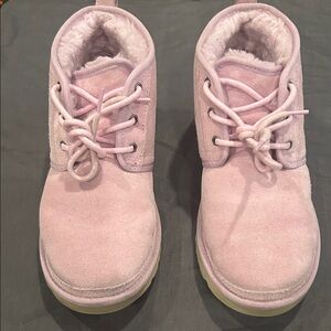 UGG Pink Suede Lace-Up Boots